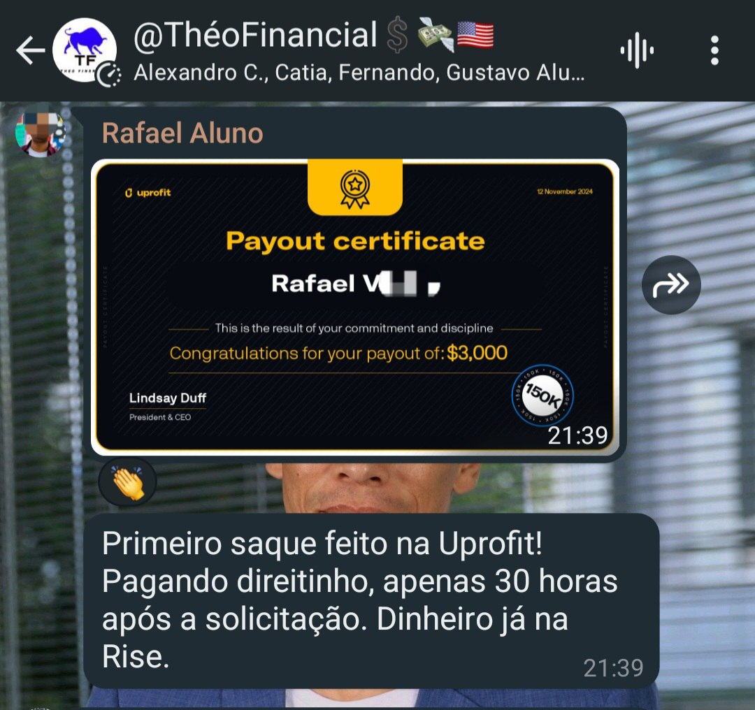 Print original de aluno com certificado de saque de US$ 3.000